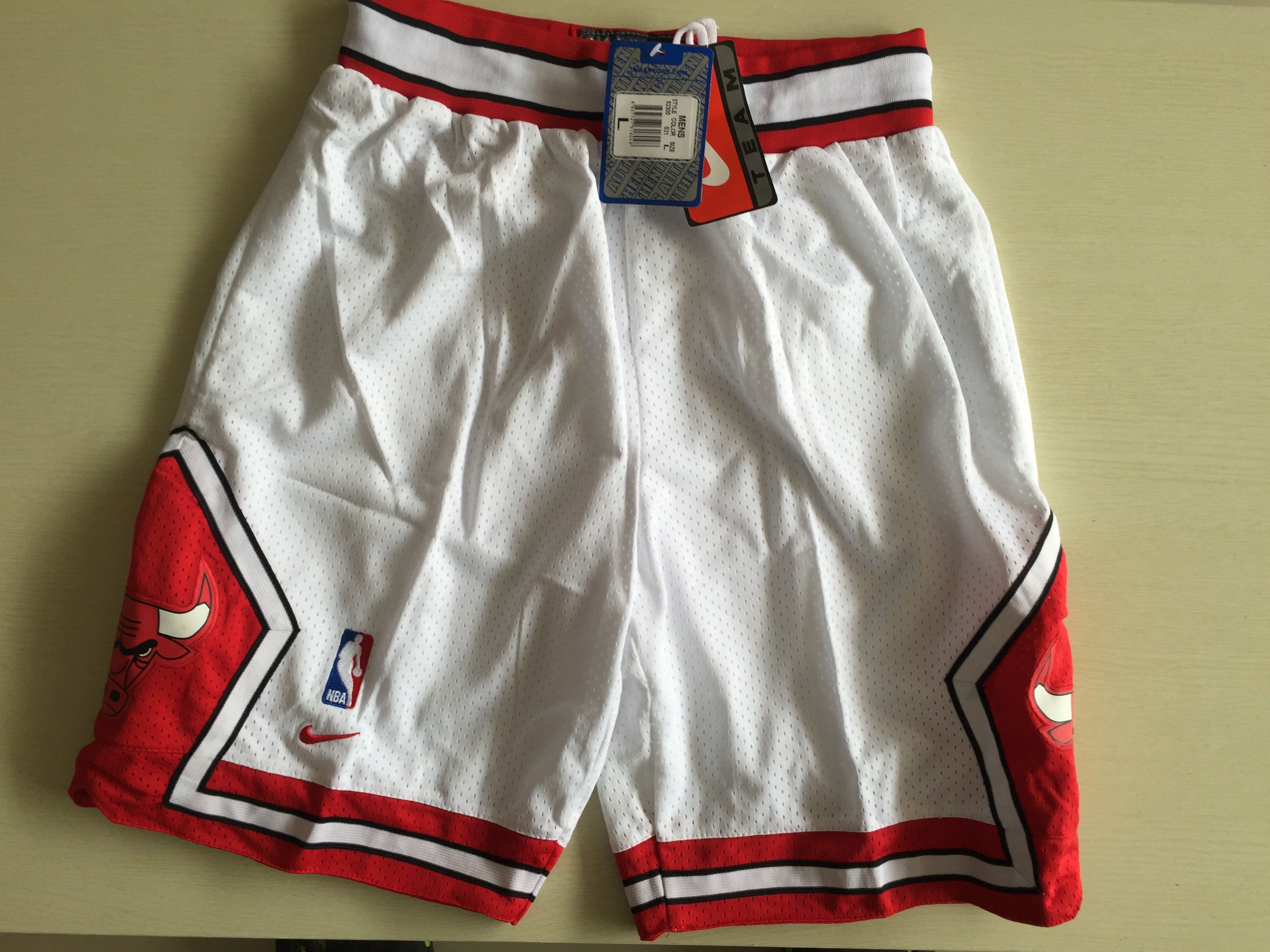 2018 Men NBA Nike Chicago Bulls white shorts->->NBA Jersey